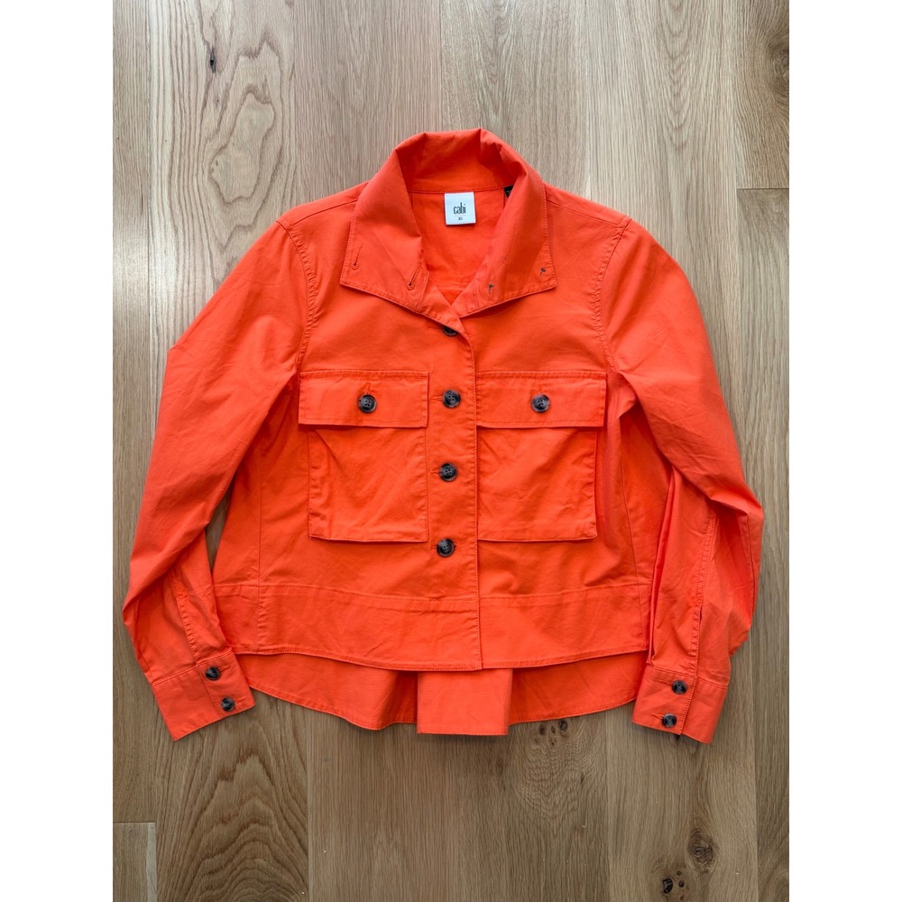 Cabi Resort Jacket Tiger Lily Orange High Low Utility Jacket XS